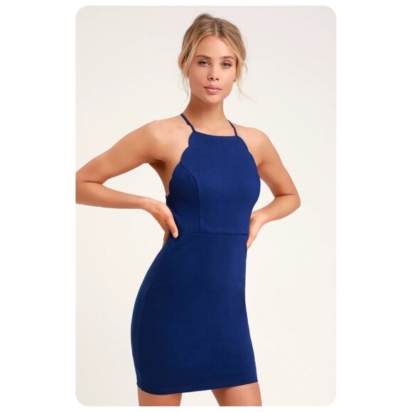 * NWT Lulus Heart’s Content Royal Blue Spaghetti Strap Bodycon Mini Dress sz S - Picture 1 of 8